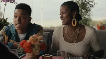 The Kooples Ribbed Stretch-Knit Short-Sleeved Top worn by Vivian Banks (Cassandra Freeman) as seen in Bel-Air (S01E08)