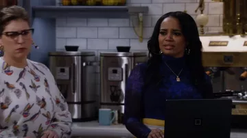 Ganni Floral Mesh Turtleneck Top worn by Randi (Kyla Pratt) as seen in Call Me Kat (S03E12)