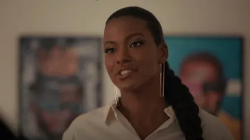 Open Edit Rectangular Hoop Earrings worn by Vivian Banks (Cassandra Freeman) as seen in Bel-Air (S01E10)