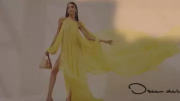 Oscar de la Renta Gath­ered-De­tail Cold-Shoul­der Dress worn by Luna La (Zión Moreno) as seen in Gossip Girl (S02E10)