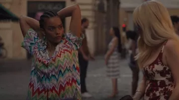 Missoni Mare Print­ed Piqué Mi­ni Shirt Dress worn by Zoya Lott (Whitney Peak) as seen in Gossip Girl (S02E10)