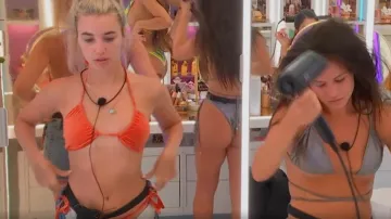 Asos diseño Velvet Tie Side Bikini Bottom en Rusty Orange usado por Lana Jenkins como se ve en Love Island (S09E07)