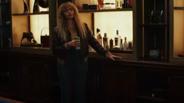 Saint Laurent Creased-Ef­fect Mul­ti-Pock­et Jack­et worn by Charlie Cale (Natasha Lyonne) as seen in Poker Face (S01E01)