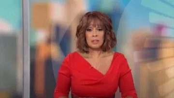 Black Halo 3/4 Sleeve Jackie O Dress worn by Gayle King as seen in CBS Mornings on January 26, 2023
