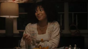 BB Dakota Steady Space Cardigan Set worn by Trini Killebrew (Mychala Lee) as seen in Truth Be Told (S03E02)