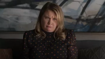 Ann Taylor Dot Blouse worn by Wally (Kimberly Condict) as seen in Shrinking (S01E02)