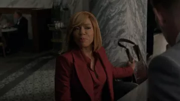 Alberta Ferretti Satin Dou­ble Breast Blaz­er worn by Tasha Mack (Wendy Raquel Robinson) as seen in The Game (S02E07)