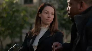 Nili Lotan Marcella Blouse worn by Josie Buhrman (Lizzy Caplan) as seen in Truth Be Told (S02E04)