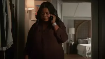 Nydj Pintuck Blouse worn by Poppy Scoville-Parnell (Octavia Spencer) as seen in Truth Be Told (S02E05)