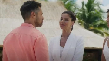 Zara Shawl Lapel Blazer worn by Elena Roarke (Roselyn Sánchez) as seen in Fantasy Island (S01E04)