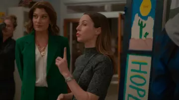 Theory Leenda Space-Dyed Ribbed-Knit Top worn by Josie Buhrman (Lizzy Caplan) as seen in Truth Be Told (S02E06)