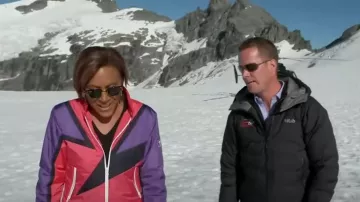 Palm Angels Thunderbolt Color-Block Padded Ski Jacket worn by Robin Roberts as seen in Good Morning America on February 2, 2023