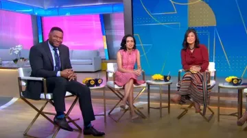 3.1 Phillip Lim Multi Striped Wrap Skirt usada por Juju Chang como se ve en Good Morning America el 2 de febrero de 2023