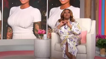 Off-White Twisted Floral-print Crepe de chine Wrap-effect Midi Dress worn by Sherri Shepherd as seen in Sherri on February 1, 2023