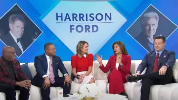 Alice + Olivia Chase Cable-Knit Puff-Sleeve Sweater  worn by Savannah Guthrie as seen in Today on February 3, 2023