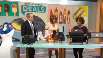 New York & Co Mixed Media Colorblock Sweater Dress worn by Gayle King as seen in CBS Mornings on February 7, 2023