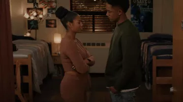 Skims Cozy Knit Wrap Top worn by Thea Mays (Camille Hyde) as seen in All American: Homecoming (S02E10)