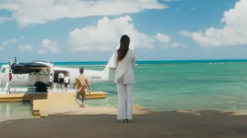 Bella Freud Cavarlry Twill David Trousers worn by Elena Roarke (Roselyn Sánchez) as seen in Fantasy Island (S02E05)
