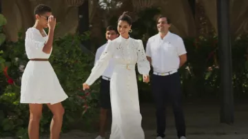 Zimmermann Peggy Embroidered Dress worn by Elena Roarke (Roselyn Sánchez) as seen in Fantasy Island (S01E06)