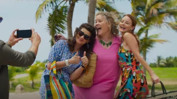 Farm Rio Toucans Wrap Dress worn by Dolly (Teri Hatcher) as seen in Fantasy Island (S01E06)