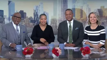 Eliza J Stripe Stretch Knit Fit & Flare Dress portée par Dylan Dreyer comme vu dans Today on February 7, 2023