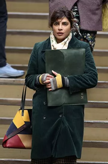 Corduroy Green Coat worn by Priyanka Chopra on the set of Love Again movie