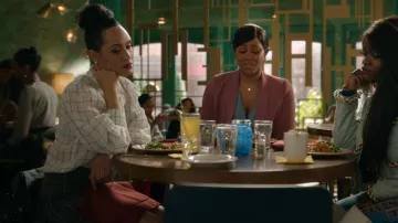 Alice + Olivia Mallie Blouse worn by Quinn Joseph (Grace Gealey) as seen in Harlem (S01E08)