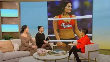 A.w.a.k.e. mode Maxi Basque Flare Pants worn by Brie Bella as seen in Tamron Hall  Show on January 26, 2023