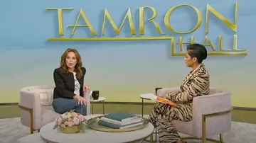 Stella McCartney Tiger Stripe Crop Wide Leg Blend Pants worn by Tamron Hall as seen in Tamron Hall Show on February 3, 2023
