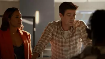 Nordstrom Trim Fit Plaid Stretch Cotton & Linen Button Up Shirt worn by Barry Allen (Grant Gustin) as seen in The Flash (S09E01)