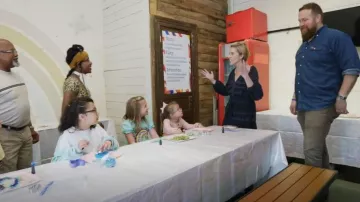 Anthropologie Skye Embroidered Mini Dress worn by Erin Napier as seen in Home Town (S07E06)