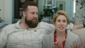 Rebecca Taylor Red blouse with Flowers worn by Erin Napier as seen in Home Town (S07E07)