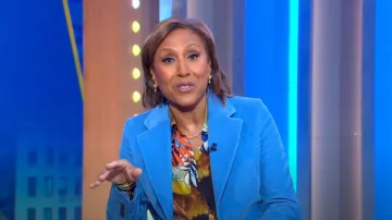 Victoria Beckham Cotton-Corduroy Blazer worn by Robin Roberts as seen in Good Morning America on February 8, 2023