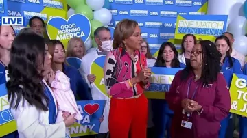 Burberry Print Silk Blouse worn by Robin Roberts as seen in Good Morning America on  February 9, 2023