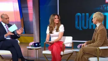 Alice + Olivia Ciara Embellished Puff-Sleeve Sweater worn by  Rhiannon Ally as seen in Good Morning America on February 10, 2023