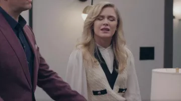 Sandro Suzy Cable Knit Vest worn by Sadie Ryan (Harriet Dyer) as seen in American Auto (S02E02)