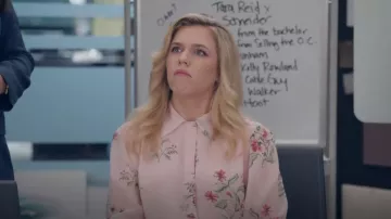 Giambattista Valli Flo­ral Print Silk Blouse worn by Sadie Ryan (Harriet Dyer) as seen in American Auto (S02E03)