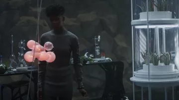 Hervé Léger Rib Lace Up Long Sleeve Dress worn by Shuri (Letitia Wright) as seen in Marvel Studios Assembled (S01E14)