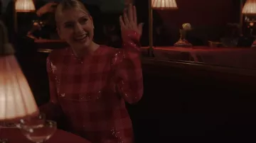 Carolina Herrera Ging­ham Se­quin Shift Minidress worn by Camille (Camille Razat) as seen in Emily in Paris (S03E03)