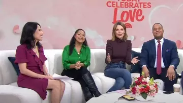 French Connection Alianor Vestido de volante elástico usado por Vicky Nguyen como se ve en Today el 10 de febrero de 2023