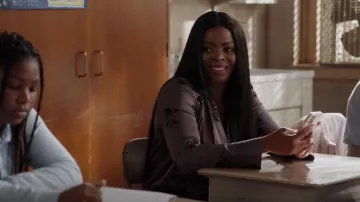 Zara Embroidered Surplice Blouse worn by Ava Coleman (Janelle James) as seen in Abbott Elementary (S02E14)