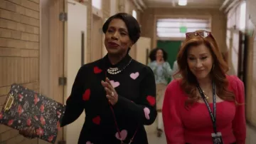 Kate Spade New York Mock Neck Hearts Sweater worn by Barbara Howard (Sheryl Lee Ralph) as seen in Abbott Elementary (S02E14)