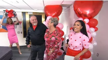English Factory Heart Sweater worn by Sheinelle Jones as seen in Today on February 14, 2023