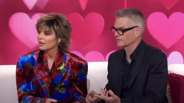 Magda Butrym Rose-Print Oversized Velvet Blazer worn by Lisa Rinna as seen in Today  with Hoda & Jenna on February 14, 2023