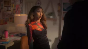 Louisa Ballou Printed Mesh Top worn by Kiela Hall (Daniella Perkins) as seen in grown-ish (S05E13)