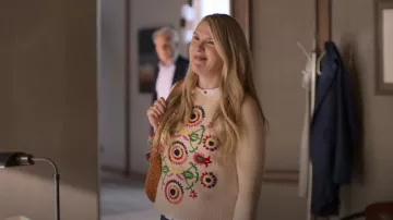 Frances Valentine Wool Fringe Crewneck worn by Meg (Lily Rabe) as seen in Shrinking (S01E04)