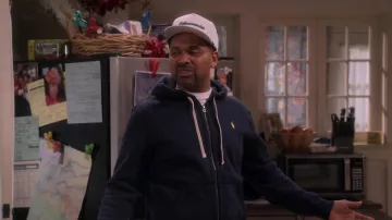 Ralph Lauren navy blue Hoodie worn by Bernard Upshaw (Mike Epps) as seen in The Upshaws (S03E05)