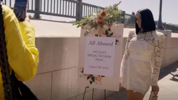 Zhivago An­gelus Flo­ral Em­broi­dered Long-Sleeve Mi­ni Dress worn by Nikki Bella as seen in Nikki Bella Says I Do (S01E01)