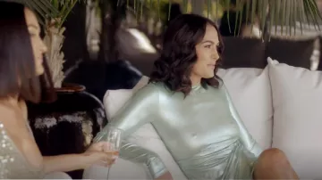 The Andamane Metal­lic Cut-out Mi­di Dress In Green worn by Brie Bella as seen in Nikki Bella Says I Do (S01E02)