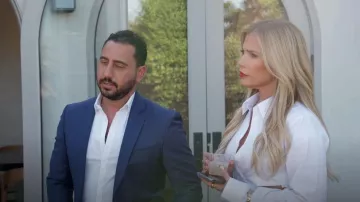 Dion Lee Belted Crop Cotton Button-Up Shirt usada por Tracy Tutor como se ve en Million Dollar Listing Los Angeles (S14E09)